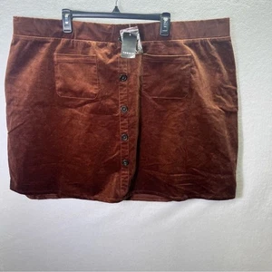 Torrid Corduroy Front Button Mini Skirt Womens 4X 26W Brown NWT Sttetch 2584 - Picture 1 of 8