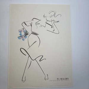 1990 Ty Wilson “Thinking Of You”  24x18 Art Print Woman Flowers Contemporary - Picture 1 of 10