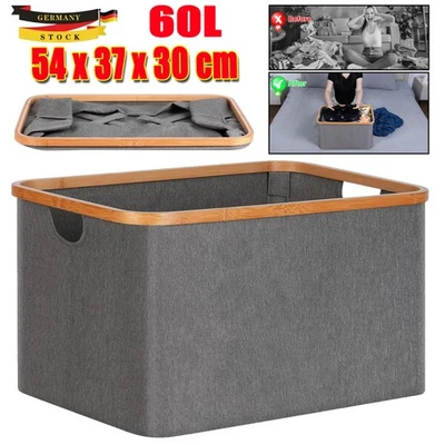Wäschekorb Wäschetruhe Wäschebox Wäschesammler Filz Bambus 60L Faltbar - Bild 1 von 4