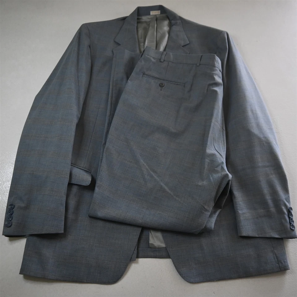 Винтажный сделано в США 50L 42 x 32 синий клетку ультра комфорт Мужская куртка брюки костюм - Изображение 1 из 4