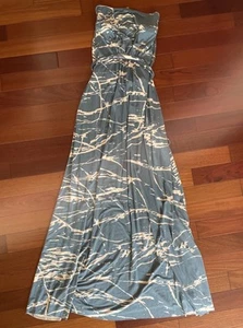 Rachel Pally Strapless Column Maxi Dress Women L Blue Marble Print Modal - Picture 1 of 9