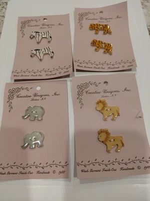  Lote de 4 paquetes de botones de cerámica Creative Uniques hechos a mano 1988 Foto 1 de 4