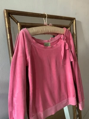 Vintage Juicy Couture Women Pink Velour Scope neck Top Large Made In USA  - Image 1 of 4