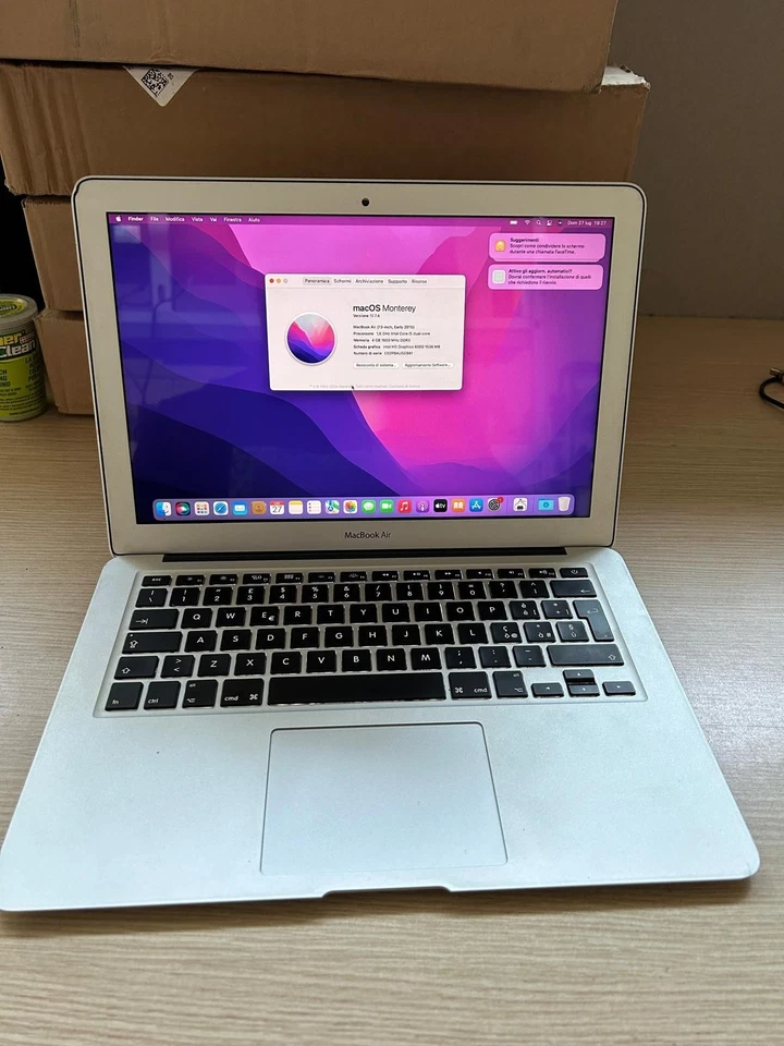 APPLE MACBOOK AIR A1466 13" 2015 I5 1.6GZ 256 GB 4 GB MONTEREY OS RICONDIZIONATO - Immagine 1 di 4