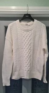 Jersey Gap blanco 100 % algodón tejido con cable cuello redondo mediano - Imagen 1 de 6