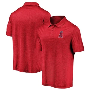 Men's Red Los Angeles Angels Iconic Striated Primary Logo Lightweight Polo - Picture 1 of 3