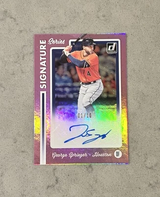 2017 GEORGE SPRINGER Panini Donruss AUTO /10 Signature Series Pink Autograph - Image 1 of 3