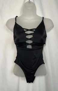 Traje de baño negro de una pieza con escote profundo para mujer talla XS - Imagen 1 de 3