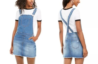new VANILLA STAR Jeans Frayed-Hem Overalls Dress girls youth L/XL women sz 5 - Image 1 of 4