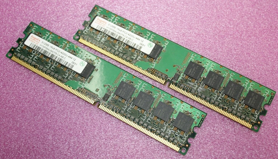 Hynix 1GB (2X512MB) 1Rx8 PC2-4200U DDR2 Desktop Memory Ram HYMP564U64CP8-C4 - Image 1 of 1