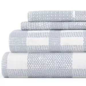 Premium Light Blue Woven 4-Piece Flannel California King Bed Sheet Set - Picture 1 of 12
