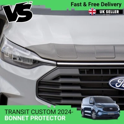 VANSTYLE FITS FORD TRANSIT CUSTOM 2024 CARBON BONNET GUARD PROTECTOR WIND DEFLECTOR