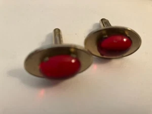 vintage estate RED CABOCHON CUFF LINKS - Picture 1 of 2