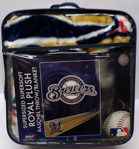 MLB Milwaukee Brewers Royal Peluche Raschel Lancio/Coperta 60"x80" - Foto 1 di 3