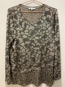 Erin London Damen Gr. Medium Langarm Schlangenleder Kontrast Boho Chic Top - Bild 1 von 10