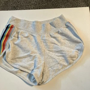 Aero Cotton Shorty Shorts With Rainbow Sides Retro 80s Look Size S - Picture 1 of 6