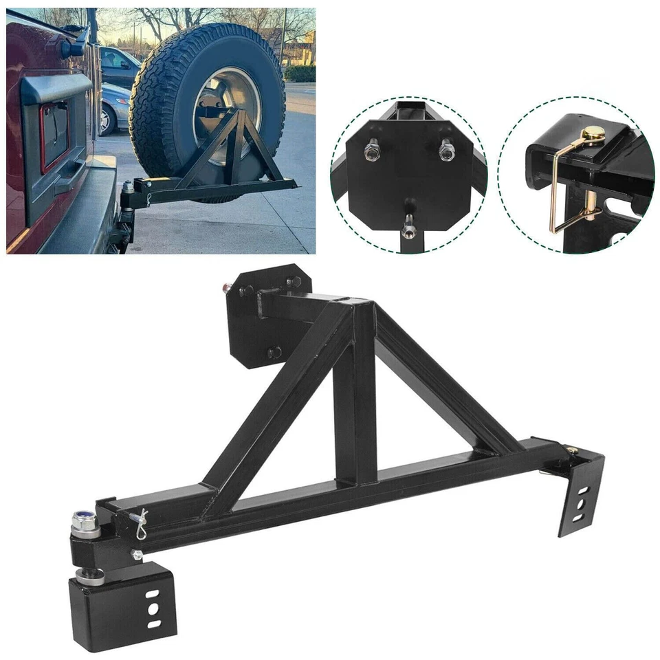 Portador de neumáticos de repuesto negro para bastidor HUMMER H2 2003-2009 con opción desplegable trasero Foto 1 de 4