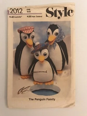 Style 2012 Vintage 70s Sewing Pattern Penguin Stuffed Toys with Hats - Image 1 of 4