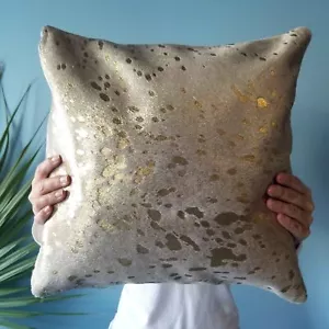 Metallic Gold Cowhide Pillow - Picture 1 of 6