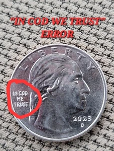 Moneda de error Jovita Idar de cuarto D 2023 con error de acuñación de Estados Unidos "EN BACALAO CONFIAMOS" difícil de encontrar 💰 - Imagen 1 de 12