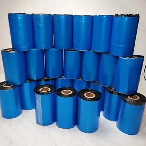 x24 Rolls 4.33" x 1345' Thermal Transfer Ribbons Zebra Sato RJS Inter1" Core Wax - Picture 1 of 7