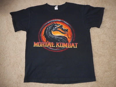 Camisa De Colección Mortal Kombat Videojuego Jugador Negra Jerzees Tela Etiqueta Años 90 Grande Foto 1 de 4