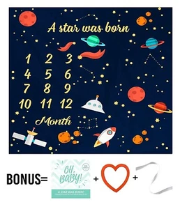 NOOL BABY PRODUCTS Baby Monthly Milestone Blanket w/Heart Frame - Picture 1 of 2