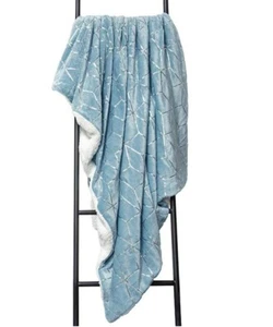 Throw Sherpa Geometric Graphic Fleece Lightweight for Bedroom Machine Washable - Picture 1 of 5