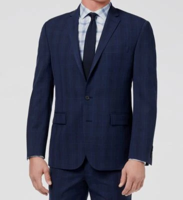 $360 Ryan Seacrest Men's Modern Fit Blue Plaid Wool Suit Coat Blazer Jacket 40R - Image 1 of 2