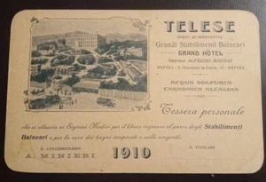 1910 Grandi Stabilimenti Balneari Telese (Benevento) - impresa Minieri - tessera - Picture 1 of 1