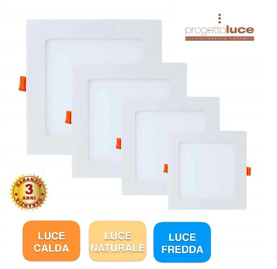 PANNELLO LED  FARO FARETTO DA INCASSO DA 3W 6W 12W 18W 24W QUADRATO ULTRA SLIM - Immagine 1 di 1