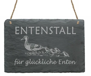 Schiefertafel Dekoschild Entenstall glückliche Enten Ente Schieferplatte Schild - Bild 1 von 1