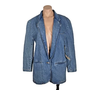 Vintage Jordache Denim Jacket M Blazer Oversized Stonewash Trucker Jean Blue NWT - Picture 1 of 11