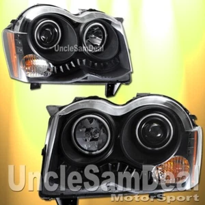 FOR 08-10 JEEP GRAND CHEROKEE X-BRIGHT LED HALO RIMS PROJECTOR HEADLIGHTS BLACK - Picture 1 of 2