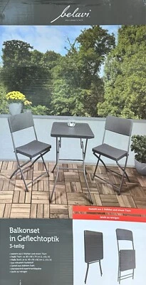 Gartenset Tisch mit 2 Stühlen Geflechtoptik Balkon Außen Set Gartenmöbel NEU - Bild 1 von 4