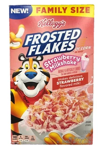 NEW KELLOGG'S FAMILY SIZE FROSTED FLAKES STRAWBERRY MILKSHAKE CEREAL 23 OZ BOX