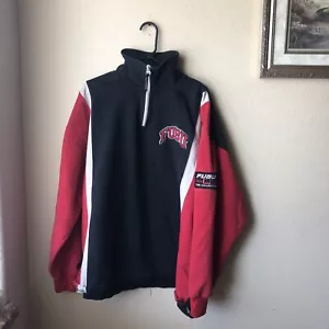 Vintage FUBU Sports Spellout Quarter Zip Sweatshirt Jacket Size XXL Red Black - Picture 1 of 4