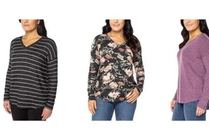 Well Worn Women's V Neck Long Sleeve Top - Picture 1 of 23