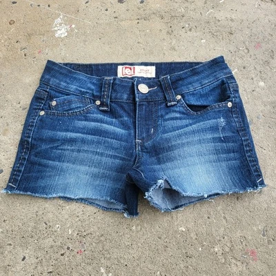 L.e.i. Low Rise Denim Jean Cut Off Shorts Size 1 Blue Faded Summer Booty Micro - Image 1 of 4