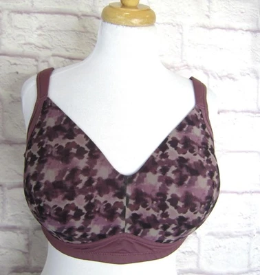 Rhonda Shear Molded Cup Bra w/Mesh Overlay Purple Watercolor Floral Size XL - Image 1 of 4