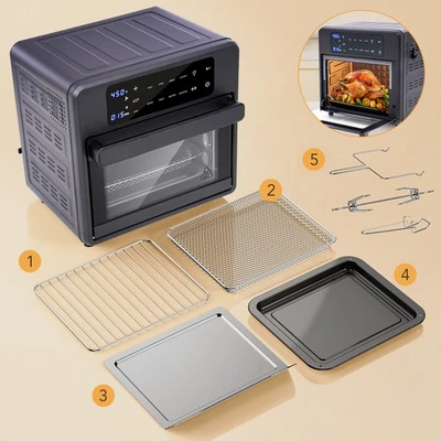 Air Fryer Toaster Oven Combo 16QT 1600W Digital Air Fryer with Rotisserie Basket - Image 1 of 4