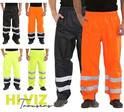 IMAGE OUTERWEAR LTD Mens Hi Vis Work Over Trousers Waterproof Safety Workwear High Visibility Pants