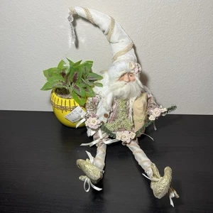 Mark Roberts Style Posable Christmas Fairy Santa Elf Figurine Ornament Beaded - Picture 1 of 6