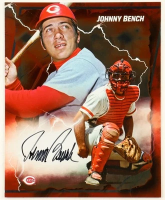 FANATICS EMANATE JOHNNY BENCH AUTOGRAFIADO FIRMADO 8X10 FOTO ROJA 3/5 ROJO PATIO ROJO Foto 1 de 2