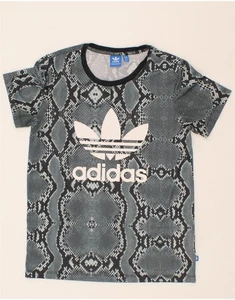 ADIDAS Womens Graphic T-Shirt Top UK 6 XS Grey Animal Print Polyester TI06 - Picture 1 of 3