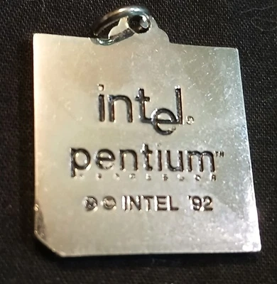 Vtg 1992 Intel Pentium Processor Prototype Keychain with Microchip 1.25" - Image 1 of 4