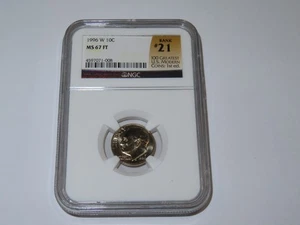 1996 W NGC MS 67 FT ROOSEVELT DIME 10 CENT - Picture 1 of 7