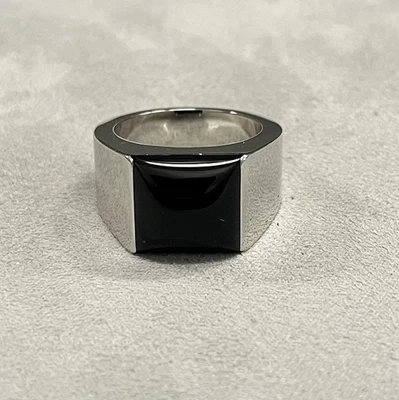 Anillo tanque Cartier Onyx oro 18KW 1998 recién pulido y rodio/sumergido tamaño 7,25 Foto 1 de 4