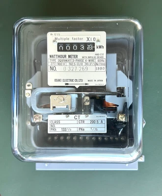 OSAKI ELECTRIC CO WATTHOUR METER TYPE 0Q91HK4T IMPULSE DEVICE 277/480 V - Image 1 of 4