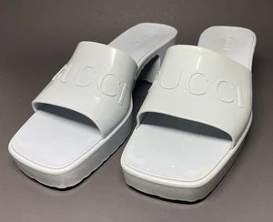 GUCCI Sandalias de Goma Slides AZUL BEBÉ Talla 39 - Imagen 1 de 17